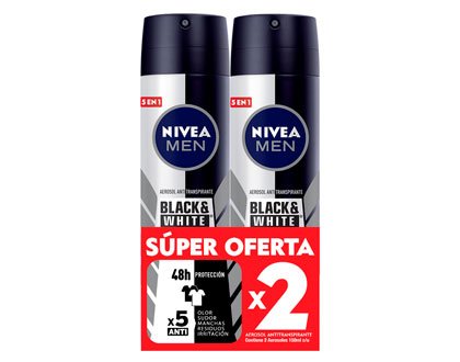 image-Oferta Desodorante Antimanchas Nivea Men Black & White Ultimate Spray 150 ml x 2 und