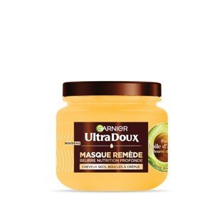 image-Masque Garnier Ultra Doux nourrissant à l'Huile d'Avocat et au Beurre de Karité pour les cheveux secs, bouclés à crépus