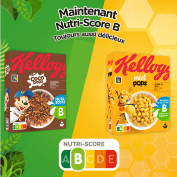 image-Vos céréales Miel Pops et Coco Pops de Kellogg’s sont désormais Nutri-Score B !